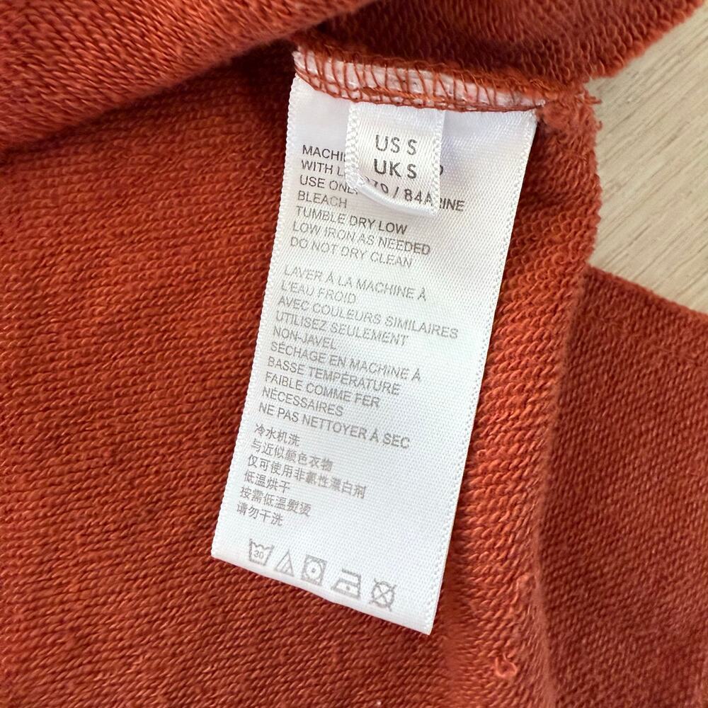 Urban Outfitter Rust Orange Raw Hem Seamed Pullover Hoodie Sweatshirt Size Small - Picture 4 of 5